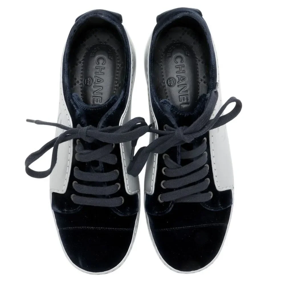 Chanel Metallic Rubber Velvet CC Sneakers - Size 7 / 37